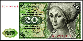 Bundesrepublik. 
Bundesbank. 
20 Deutsche Mark 2.1.1980 GK-T. Ros. 287a. . 


I