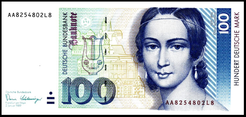 Bundesrepublik. 
Bundesbank. 
100 DM 2.1.1989 Serie AA-L8. Ros. 294a. . 


...