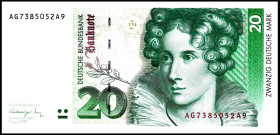 Bundesrepublik. 
Bundesbank. 
5,20 Deutsche Mark 1.8.1991. Ros. 296,298a. (2). 


I-