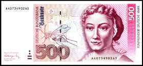Bundesrepublik. 
Bundesbank. 
500 DM 1.8.1991 AA-A3. Ros. 301a. . 


I