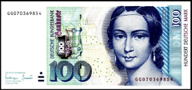 Bundesrepublik. 
Bundesbank. 
100 Deutsche Mark 2.1.1996 GG-S. Ros. 310a. . 


I