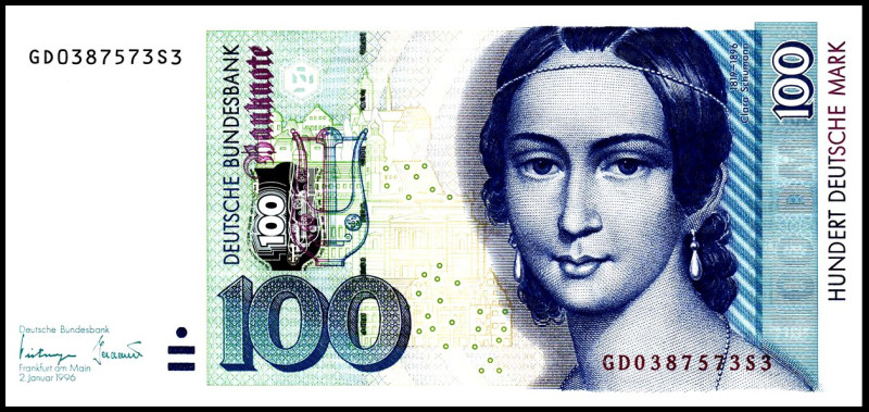Bundesrepublik. 
Bundesbank. 
100 DM (2.1.1996) GD-S3.1 Auflage. Ros. 310a. . ...