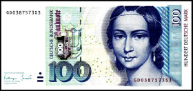Bundesrepublik. 
Bundesbank. 
100 DM (2.1.1996) GD-S3.1 Auflage. Ros. 310a. . 


I