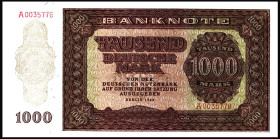 Deutsche Demokratische Republik. 
0,50 - 1000 Deutsche Mark 1948. Ros. 339-34341e, 342-344d, 345b,346, 347. 9 Stück. 


meist I ,2x II (344d,346)