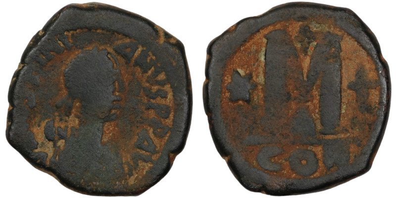 Justinian I. (527-565 AD) Æ Follis. (30mm, 17,89g) Antioch. Obv: D N IVSTINIANVS...