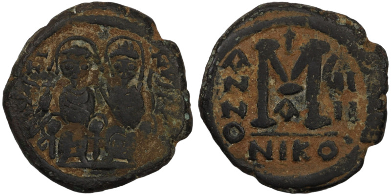 Justin II. and Sophia. (565-578 AD). Follis. (29mm, 13,70g) Nicomedia. Obv: Just...