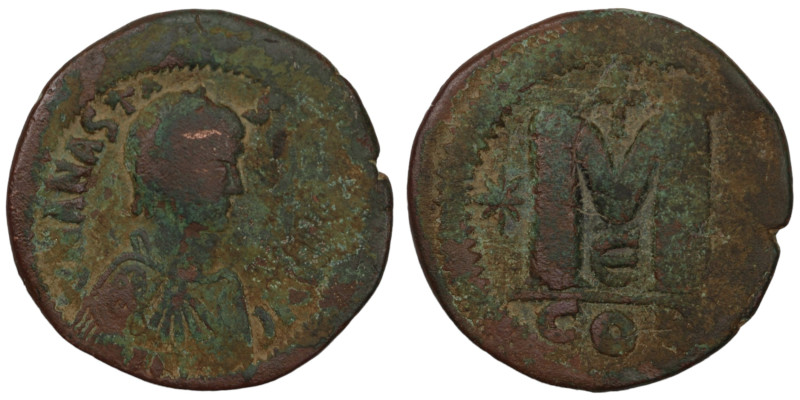 Anastasius I. (491-518 AD). Follis. (33mm, 17,07g) Constantinople. Obv: D N ANAS...