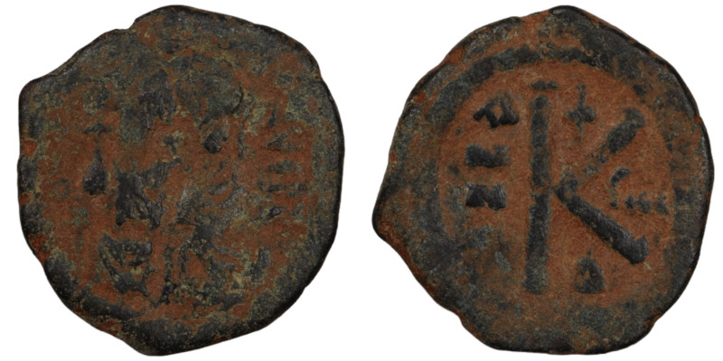 Justin II. and Sophia. (565-578 AD). 1/2 Follis. (25mm, 5,93g). Nicomedia. Obv: ...