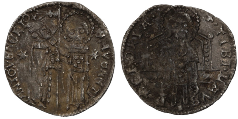 Venice. Francesco Dandolo. (1328-1339 AD). AR Grosso. (21mm, 1,12g). Obv: Doge a...