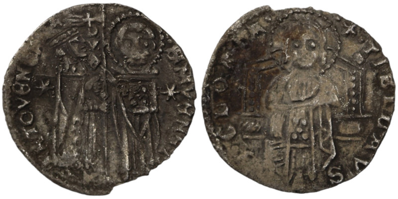 Venice. Francesco Dandolo. (1328-1339 AD). AR Grosso. (21mm, 1,40g). Obv: Doge a...