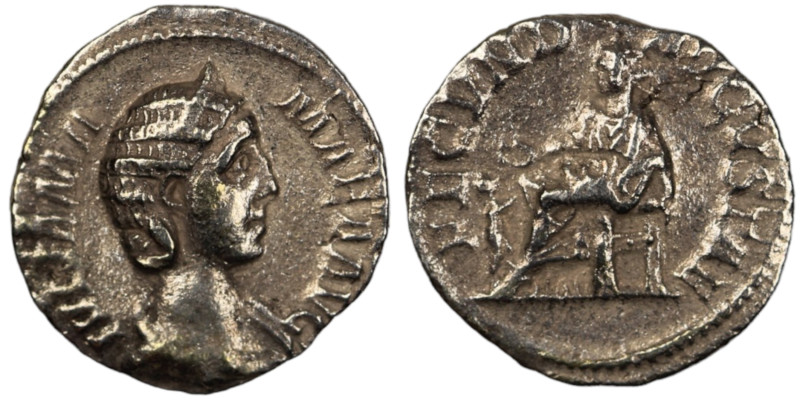 Julia Mamaea. (232 AD). Denar. (18mm, 2,57g). Rome. Obv: IVLIA MAMAEA AVG. drape...