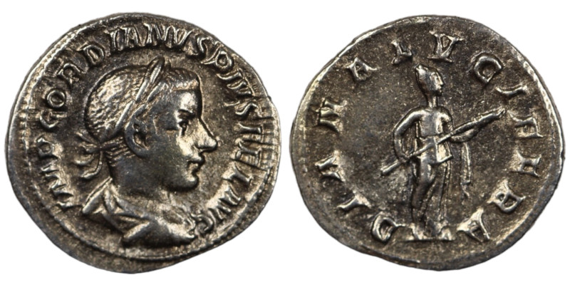 Gordian III. (241 AD). Denar. (20mm, 2,93g). Rome. Obv: IMP GORDIANVS PIVS FEL A...