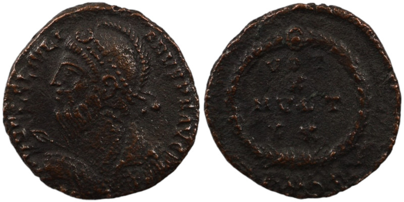 Julianus II. Apostata. (361-363 AD). Æ Follis. (18mm, 2,94g) Antioch. Obv: D N F...