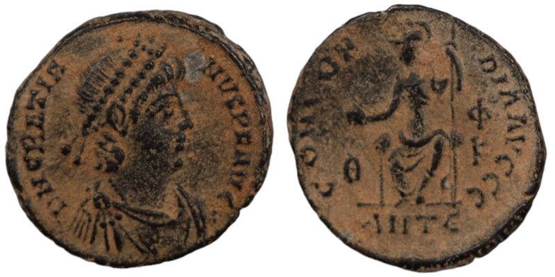 Gratian. (378-383 AD). Æ Follis. (17mm, 3,30g) Antioch. Obv: D N GRATIANVS P F A...