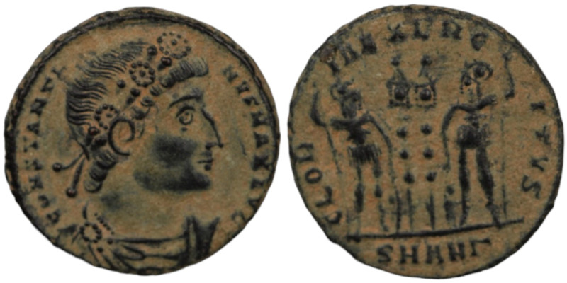 Constantinus I. (306-337 AD). Æ Follis. (16mm, 2,39g) Antioch. Obv: CONSTANTINVS...