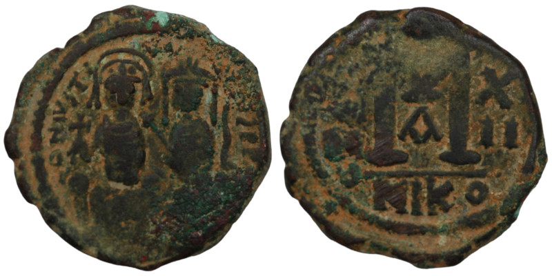 Justin II. and Sophia. (565-578 AD). Follis. (30mm, 13,85g) Nicomedia. Obv: Just...