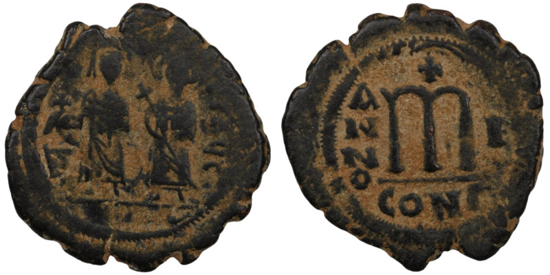 Justin II. and Sophia. (565-578 AD). Follis. (32mm, 12,13g) Nicomedia. Obv: Just...