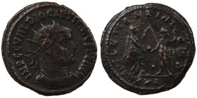 Diocletian. (285 AD). Æ Antoninian. (22mm, 4,41g) Antioch. Obv: IMP C C VAL DIOCLETIANVS P F AVG. radiate cuirassed bust of Diocletian right. Rev: CON...