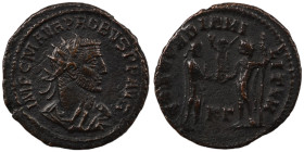 Probus. (280 AD). Æ Antoninian. (21mm, 2,70g) Cyzicus. Obv: IMP C M AVR PROBVS AVG. radiate cuirassed bust of Probus right. Rev: CONCORDIA MILIT. Vict...