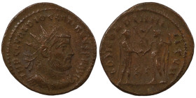 Diocletian. (285 AD). Æ Antoninian. (22mm, 2,61g) Antioch. Obv: IMP C C VAL DIOCLETIANVS P F AVG. radiate cuirassed bust of Diocletian right. Rev: CON...