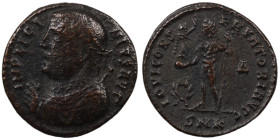 Licinius I. (317-320 AD). Follis. (19mm, 2,81g) Cyzicus. Obv: IMP LICINIVS AVG. laureate bust of Licinius holding scepter left. Rev: IOVI CONSERVATORI...