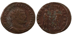 Diocletian. (285 AD). Æ Antoninian. (20mm, 2,79g) Antioch. Obv: IMP C C VAL DIOCLETIANVS P F AVG. radiate cuirassed bust of Diocletian right. Rev: CON...