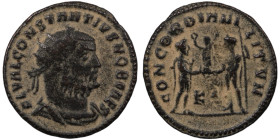 Constantinus I. Chlorus. (293-305 AD). Æ Antoninian. (22mm, 2,57g) Antioch. Obv: FL VAL CONSTANTIVS NOB CAES. radiate cuirassed bust of Constantinus r...