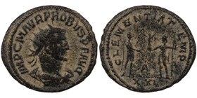 Probus. (276-282 AD). Æ Antoninian. (20mm, 3,73g) Antioch. Obv: IMP C M AVR PROBVS AVG. radiate cuirassed bust of Probus right. Rev: CLEMENTIA TEMP. P...