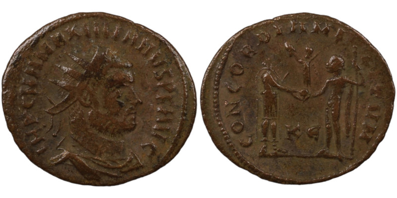 Maximianus. (285-295 AD). Æ Antoninian. (20mm, 2,46g) Antioch. Obv: GAL VAL MAXI...