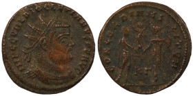 Diocletian. (285 AD). Æ Antoninian. (21mm, 3,03g) Antioch. Obv: IMP C C VAL DIOCLETIANVS P F AVG. radiate cuirassed bust of Diocletian right. Rev: CON...