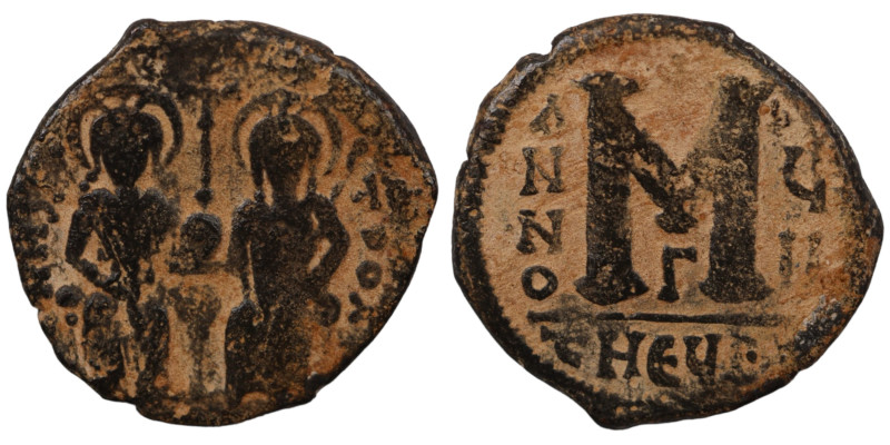 Justin II. and Sophia. (565-578 AD). Follis. (30mm, 12,36g) Nicomedia. Obv: Just...