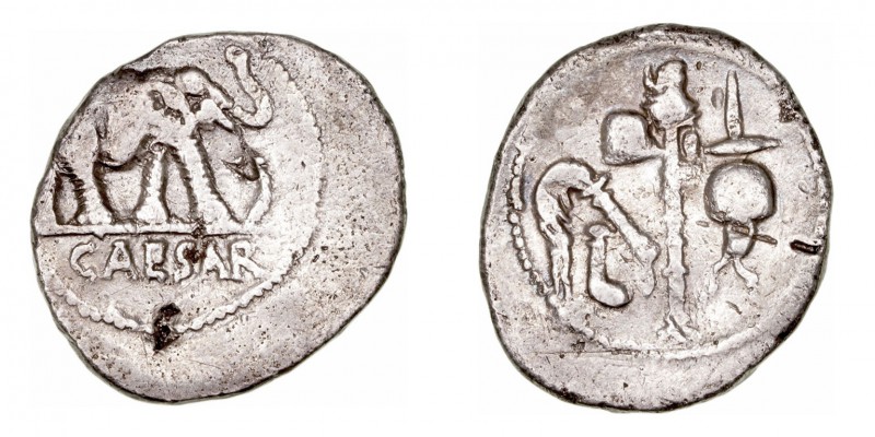 Julio César
Denario. AR. (54-51 a.C.). A/Elefante a der., delante carnyx y en e...
