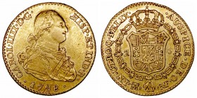 Carlos IV
2 Escudos. AV. Madrid MF. 1798. 6.73g. Cal.335. Rayitas de ajuste en anverso. MBC/MBC+.