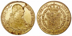 Carlos IV
2 Escudos. AV. Madrid FA. 1805. 6.59g. Cal.348. Hojita en anverso. MBC-/MBC.