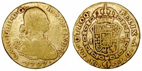 Carlos IV
Escudo. AV. Nuevo Reino JJ. 1797. 3.19g. Cal.572. Escasa. BC-.