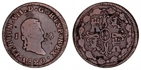 Fernando VII
8 Maravedís. AE. Jubia. 1820. 9.83g. Cal.1554. MBC-.