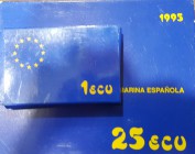 Juan Carlos I
AR. Serie Ecu. Ecu 1989 y 25 Ecu 1995 Marina Española. En estuches originales y con certificado. FDC.
