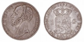 Holanda Federico Guillermo II
Gulden. AR. 1843. 9.98g. KM.66. Bonita pátina oscura de monetario antiguo. Rara así. EBC/EBC+.