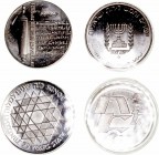Israel 
AR. Lote de 4 monedas diferentes. 10 Lirot 1974 y 25 Lirot 1974, 1975 y 1976. SC a EBC+.