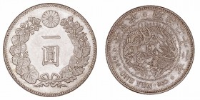 Japón 
Yen. AR. Año 22 (1889). 26.98g. Y.A25,3. Suave y bonita pátina. Espléndida pieza. Rara así. SC.