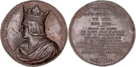 Medalla. Estaño. Serie Reyes de Francia. Luis VIII. Grabador Caqué, 1837. 52.00mm. Golpecitos en canto. MBC-.