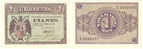 Estado Español, Banco de España
1 Peseta. Burgos, 28 febrero 1938. Serie E. ED.427a. SC-.