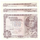 Estado Español, Banco de España
1 Peseta. 19 junio 1948. Serie C. Trío correlativo. ED.457a. SC.