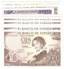 Estado Español
Lote de 12 billetes. 25 Pesetas 1954, 100 Pesetas 1965 (9) y 1970 (2). SC- a MBC+.