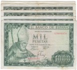 Estado Español, Banco de España
1000 Pesetas. 19 noviembre 1965. Lote de 5 billetes. Serie. ED.471b. BC.