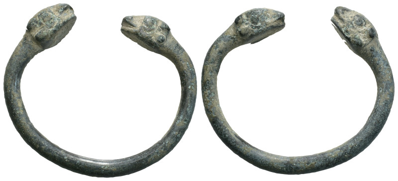 Weight 59.46 gr - Diameter 66 mm

ROMAN ANCIENT SNAKE HEAD BRACELET.(3rd-4th c...