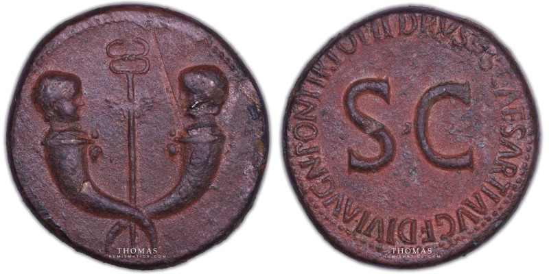 Drusus – Sestertius – Roma
Coin with a brown copper patina. Shock on flan at 3h...