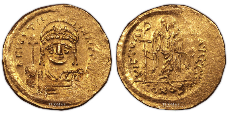 Justinian I – Gold Solidus Constantinople – Pedigree Maison Platt 1972 
 Coin w...