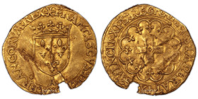 France – Francois I – Gold Demi ecu d’or a la croisette – Paris 
 Coin with metal defect. Nice example. 
 Very high rarity. Reference: Sombart.4880 ...