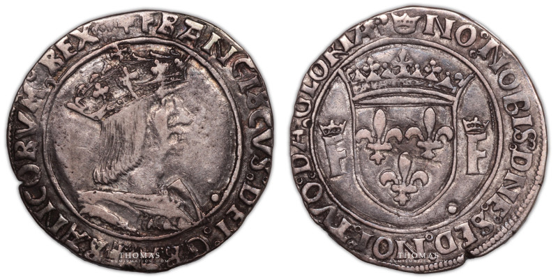 France – François I – Teston – Lyon 
 Slightly struck-off reverse. Some rests o...